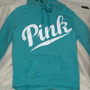 Pink by Victoria Secret Hoodie Turquoise Size Women's Small Like New